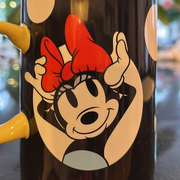 Tall Disney Minnie Mouse Black Yellow Polka Dots Mug Cup - Rare - Picture 4 of 9